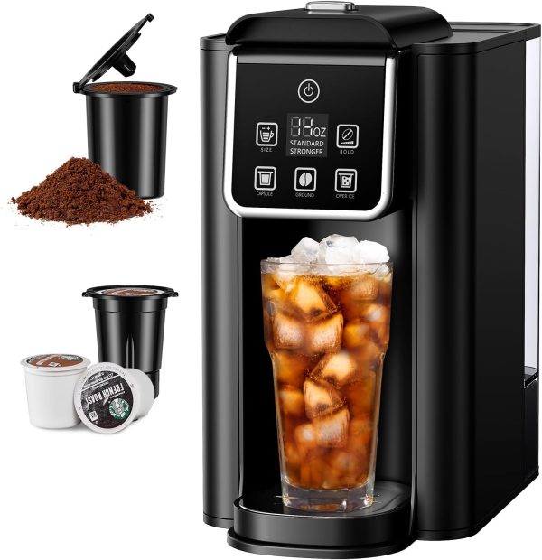 SHARDOR Single Serve Coffee Maker, Hot and Iced Coffee Machine for K Cup Pods & Ground Coffee, 6 to 14 oz Brew Sizes, with 50 oz Removable Water Tank, Bold Brew Setting, Stainless Steel, Red - Image 8