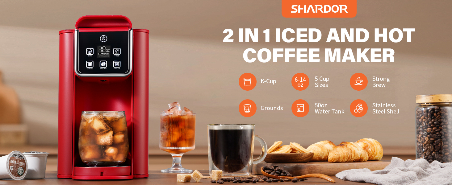SHARDOR 2 IN 1 ICED AND HOT COFFEE MAKER