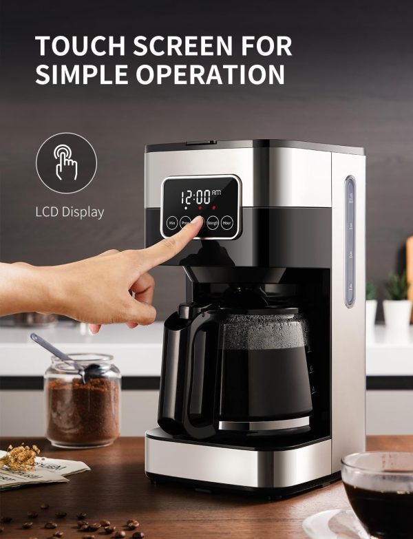 SHARDOR 10-Cup Programmable Coffee Maker, Regular & Strong Brew Drip Coffee Machine for Home and Office, Auto Shut Off, Permanent Filter, Silver - Image 6