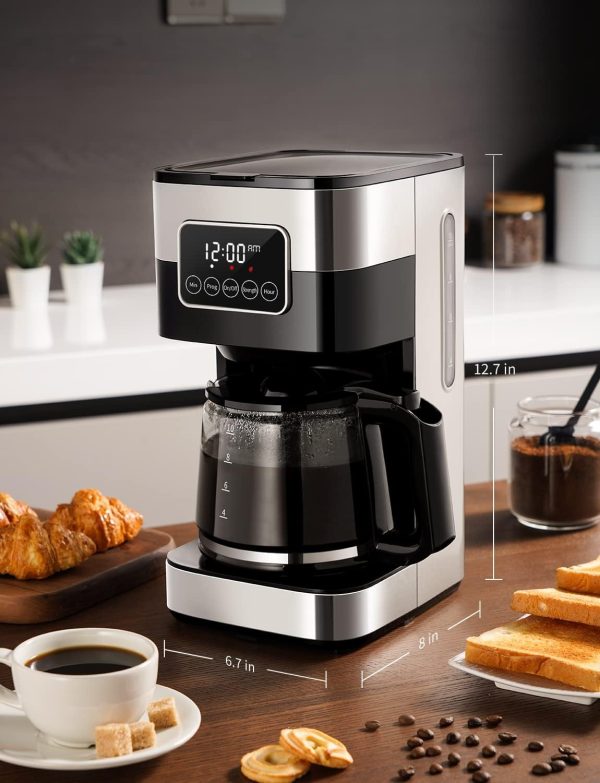 SHARDOR 10-Cup Programmable Coffee Maker, Regular & Strong Brew Drip Coffee Machine for Home and Office, Auto Shut Off, Permanent Filter, Silver - Image 8
