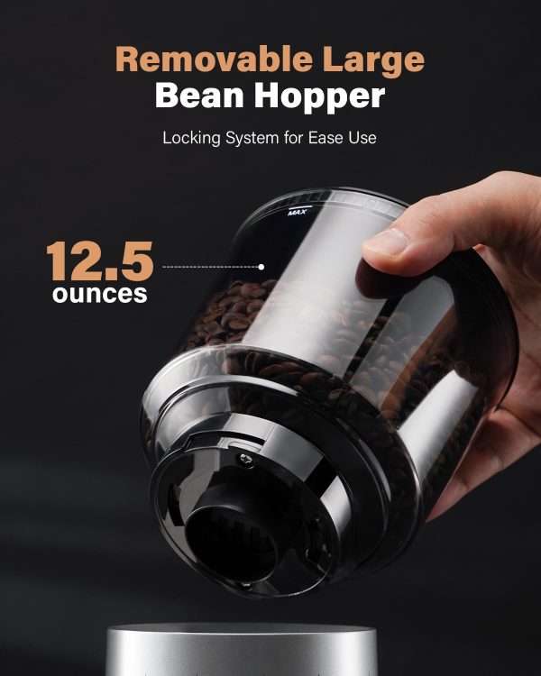 SHARDOR Conical Burr Coffee Grinder Electric, Espresso Coffee Bean Grinder with Precision Electronic Timer, Adjustable Burr Mill with 51 Precise Settings for Home Use, Stainless Steel Container - Image 6