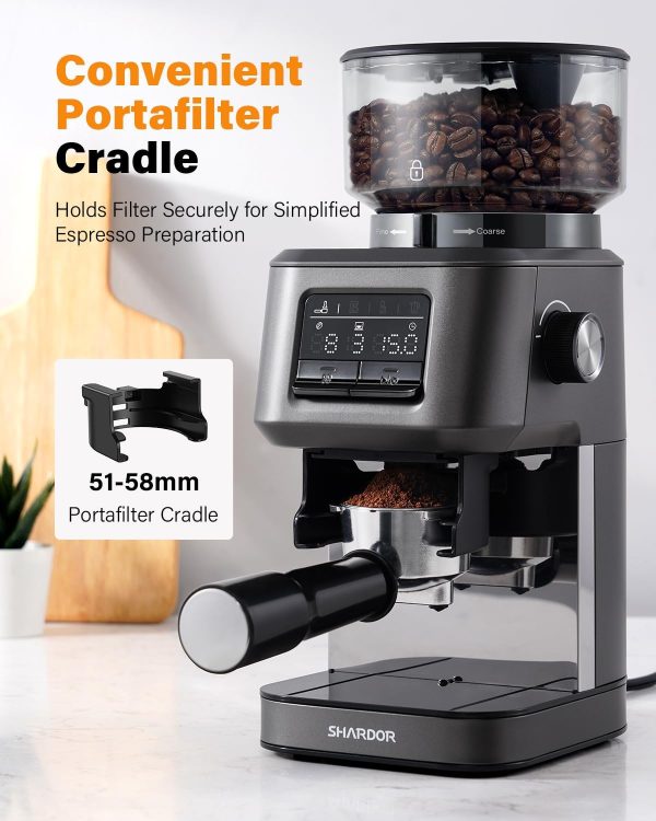 SHARDOR Conical Burr Coffee Grinder for Home Use, Espresso Coffee Bean Grinder Electric with Smart Dosing Technology, Adjustable Burr Mill with 40 Precise Settings, Anti-static, Grey - Image 6