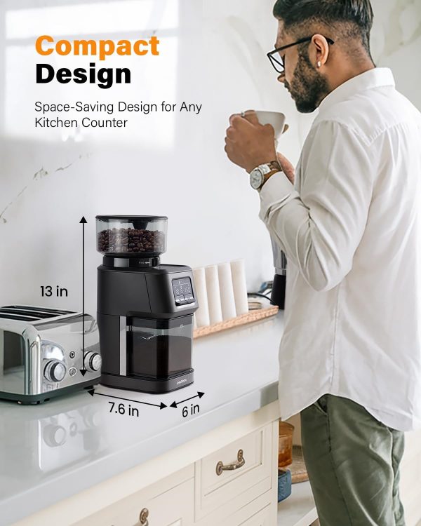 SHARDOR Conical Burr Coffee Grinder for Home Use, Espresso Coffee Bean Grinder Electric with Smart Dosing Technology, Adjustable Burr Mill with 40 Precise Settings, Anti-static, Grey - Image 7