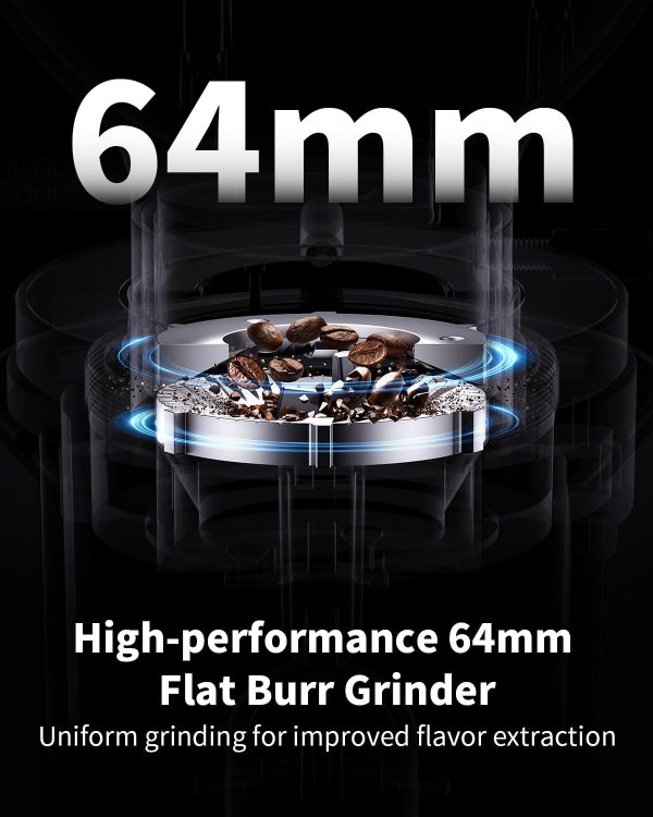 SHARDOR Professional 64mm Burr Coffee Grinder with 100 Grind Settings and All-Metal Chamber, Coffee Bean Grinder with Adjustable Electronic Timer and LED Display, Anti-Static,Black - Image 2