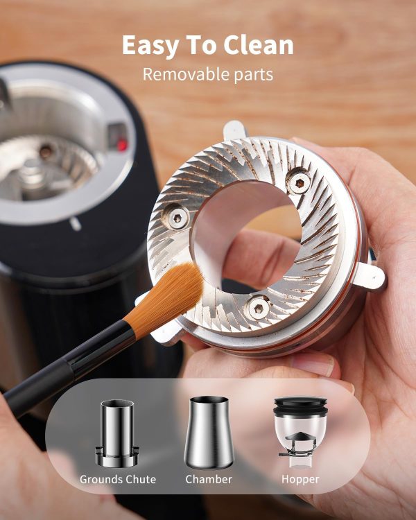 SHARDOR Professional 64mm Burr Coffee Grinder with 100 Grind Settings and All-Metal Chamber, Coffee Bean Grinder with Adjustable Electronic Timer and LED Display, Anti-Static,Black - Image 7