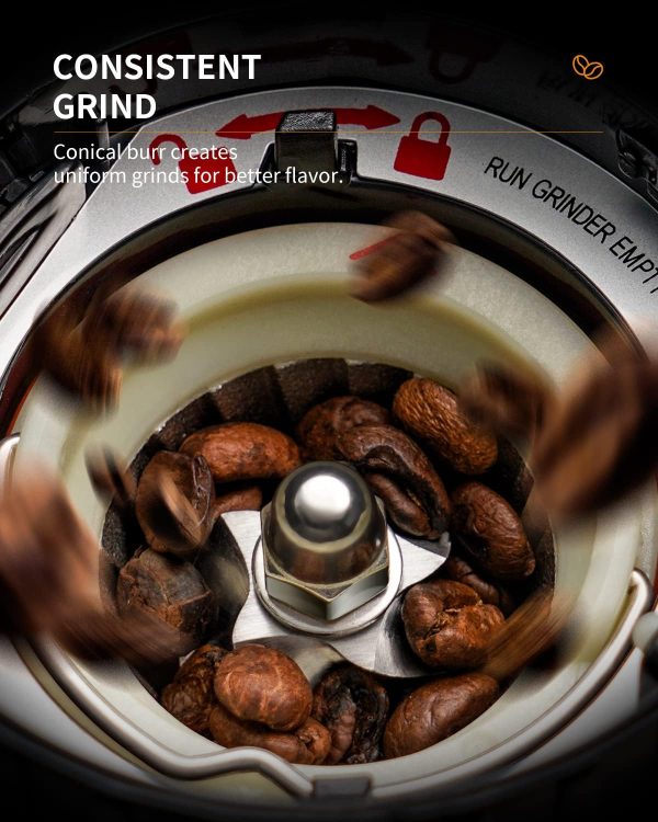 SHARDOR Professional Conical Burr Coffee Grinder, Coffee Bean Grinder with 48 Grind Settings for Espresso, Drip & French Press, Upgraded Anti-Static Technology, Precision Timer, Stainless Steel - Image 3