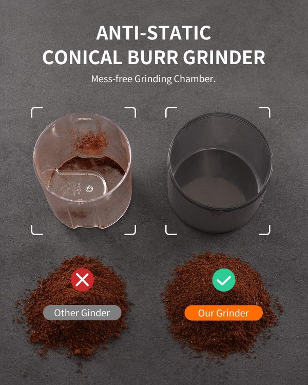 SHARDOR Conical Burr Coffee Grinder Electric 2.0, Adjustable Coffee Bean Grinder with 35 Precise Grind Setting for 2-12 Cup, Anti-static, Black - Image 2