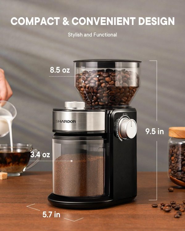 SHARDOR Electric Burr Coffee Grinder 2.0, Adjustable Burr Mill with 16 Precise Grind Setting for 2-14 Cup, Black - Image 6