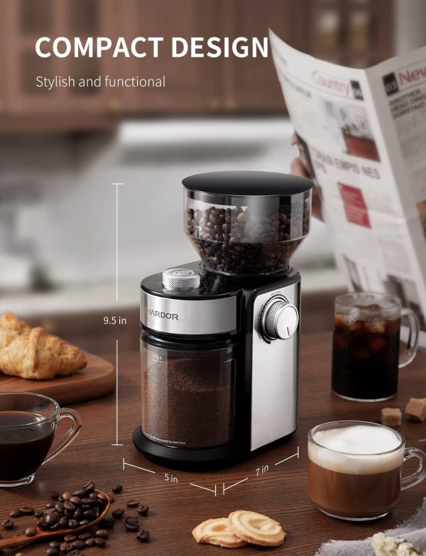 SHARDOR Electric Burr Coffee Grinder 2.0, Adjustable Burr Mill with 16 Precise Grind Setting for 2-14 Cup, Black - Image 12