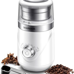 SHARDOR Adjustable Coffee Grinder Electric, Herb Grinder, Spice Grinder, Coffee Bean Grinder, Espresso Grinder with Removable Stainless Steel Wet and Dry Bowl, White, Upgraded 2.0