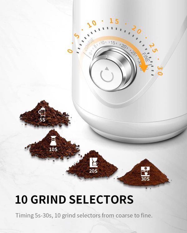 SHARDOR Adjustable Coffee Grinder Electric, Herb Grinder, Spice Grinder, Coffee Bean Grinder, Espresso Grinder with Removable Stainless Steel Wet and Dry Bowl, White, Upgraded 2.0 - Image 2