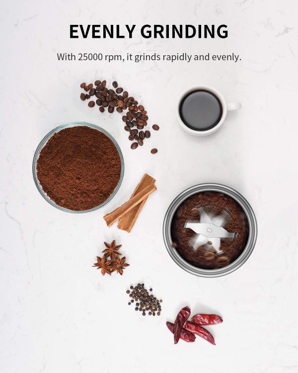 SHARDOR Adjustable Coffee Grinder Electric, Herb Grinder, Spice Grinder, Coffee Bean Grinder, Espresso Grinder with Removable Stainless Steel Wet and Dry Bowl, White, Upgraded 2.0 - Image 3