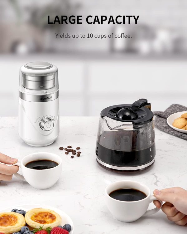 SHARDOR Adjustable Coffee Grinder Electric, Herb Grinder, Spice Grinder, Coffee Bean Grinder, Espresso Grinder with Removable Stainless Steel Wet and Dry Bowl, White, Upgraded 2.0 - Image 4