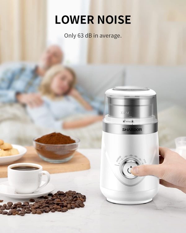 SHARDOR Adjustable Coffee Grinder Electric, Herb Grinder, Spice Grinder, Coffee Bean Grinder, Espresso Grinder with Removable Stainless Steel Wet and Dry Bowl, White, Upgraded 2.0 - Image 5