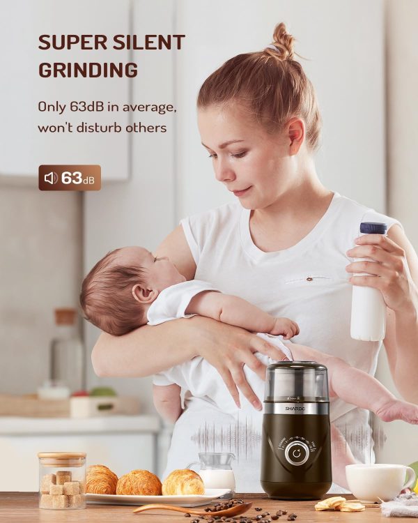 SHARDOR Adjustable Coffee Grinder Electric, Herb Grinder, Spice Grinder, Coffee Bean Grinder, Espresso Grinder with Removable Stainless Steel Wet and Dry Bowl, White, Upgraded 2.0 - Image 18