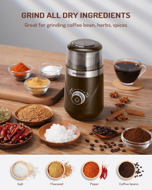 SHARDOR Adjustable Coffee Grinder Electric, Herb Grinder, Spice Grinder, Coffee Bean Grinder, Espresso Grinder with Removable Stainless Steel Wet and Dry Bowl, White, Upgraded 2.0 - Image 19