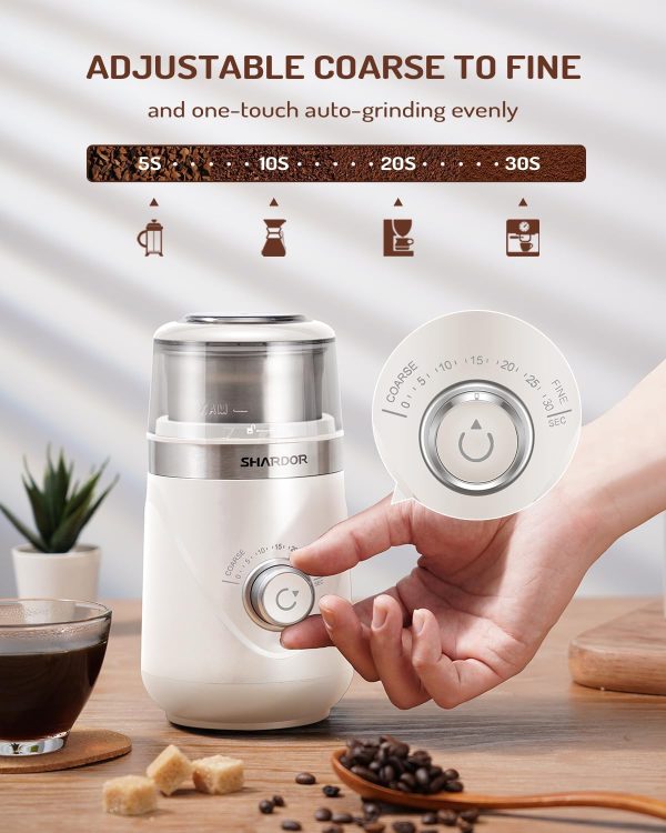 SHARDOR Adjustable Coffee Grinder Electric, Herb Grinder, Spice Grinder, Coffee Bean Grinder, Espresso Grinder with Removable Stainless Steel Wet and Dry Bowl, White, Upgraded 2.0 - Image 39