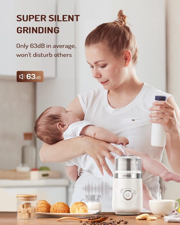 SHARDOR Adjustable Coffee Grinder Electric, Herb Grinder, Spice Grinder, Coffee Bean Grinder, Espresso Grinder with Removable Stainless Steel Wet and Dry Bowl, White, Upgraded 2.0 - Image 40