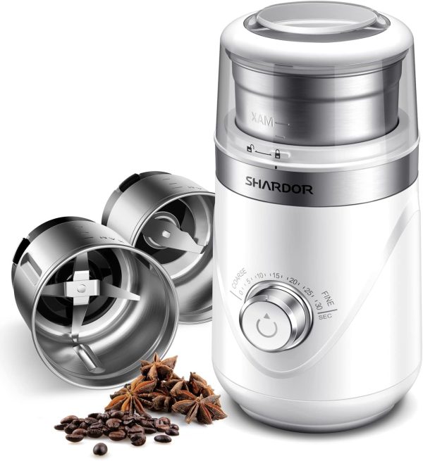 SHARDOR Adjustable Coffee Grinder Electric, Herb Grinder, Spice Grinder, Coffee Bean Grinder, Espresso Grinder with Removable Stainless Steel Wet and Dry Bowl, White, Upgraded 2.0 - Image 49