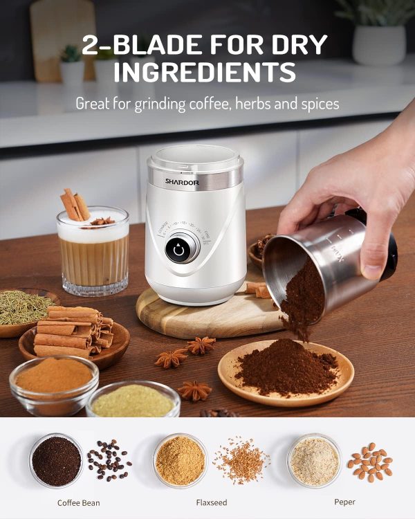 SHARDOR Adjustable Coffee Grinder Electric, Herb Grinder, Spice Grinder, Coffee Bean Grinder, Espresso Grinder with Removable Stainless Steel Wet and Dry Bowl, White, Upgraded 2.0 - Image 54