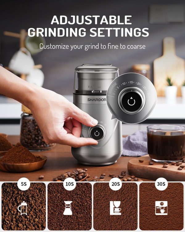 SHARDOR Adjustable Coffee Grinder Electric, Herb Grinder, Spice Grinder, Coffee Bean Grinder, Espresso Grinder with Removable Stainless Steel Wet and Dry Bowl, White, Upgraded 2.0 - Image 56
