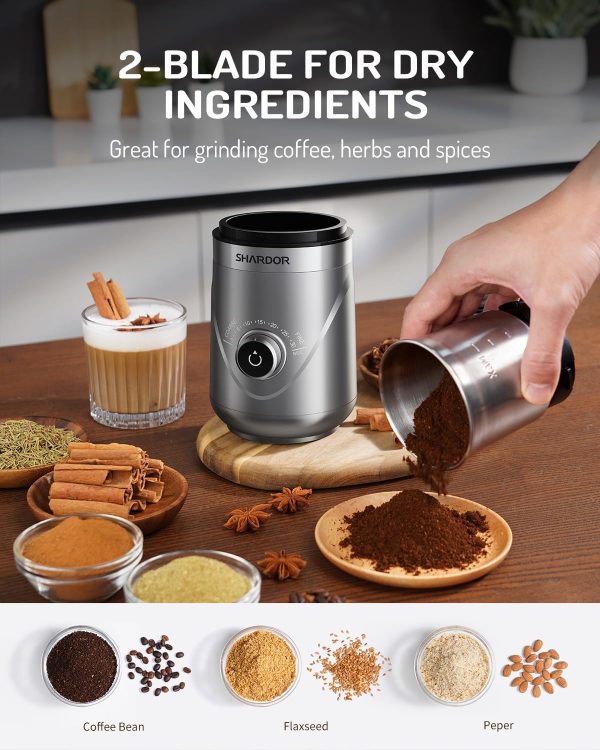 SHARDOR Adjustable Coffee Grinder Electric, Herb Grinder, Spice Grinder, Coffee Bean Grinder, Espresso Grinder with Removable Stainless Steel Wet and Dry Bowl, White, Upgraded 2.0 - Image 57
