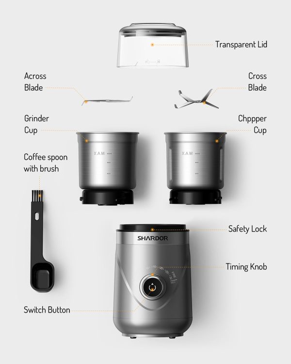 SHARDOR Adjustable Coffee Grinder Electric, Herb Grinder, Spice Grinder, Coffee Bean Grinder, Espresso Grinder with Removable Stainless Steel Wet and Dry Bowl, White, Upgraded 2.0 - Image 60