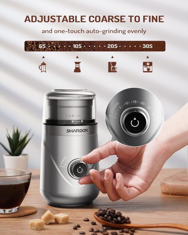 SHARDOR Adjustable Coffee Grinder Electric, Herb Grinder, Spice Grinder, Coffee Bean Grinder, Espresso Grinder with Removable Stainless Steel Wet and Dry Bowl, White, Upgraded 2.0 - Image 68