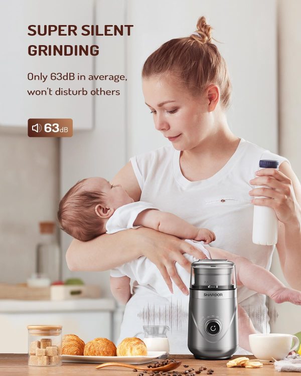 SHARDOR Adjustable Coffee Grinder Electric, Herb Grinder, Spice Grinder, Coffee Bean Grinder, Espresso Grinder with Removable Stainless Steel Wet and Dry Bowl, White, Upgraded 2.0 - Image 69