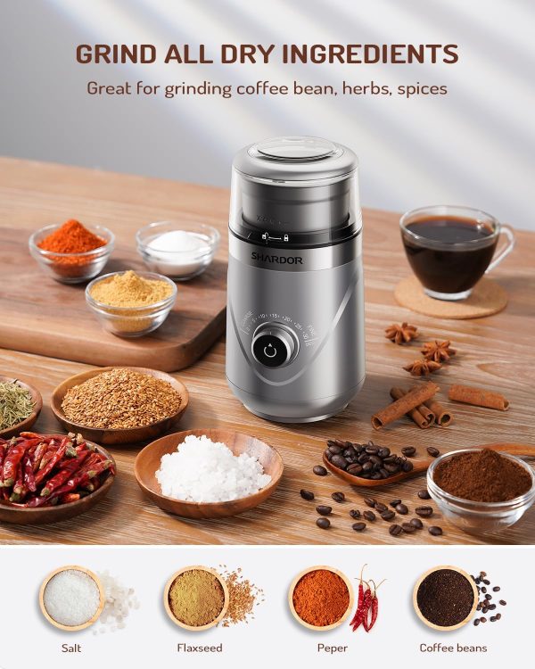 SHARDOR Adjustable Coffee Grinder Electric, Herb Grinder, Spice Grinder, Coffee Bean Grinder, Espresso Grinder with Removable Stainless Steel Wet and Dry Bowl, White, Upgraded 2.0 - Image 70