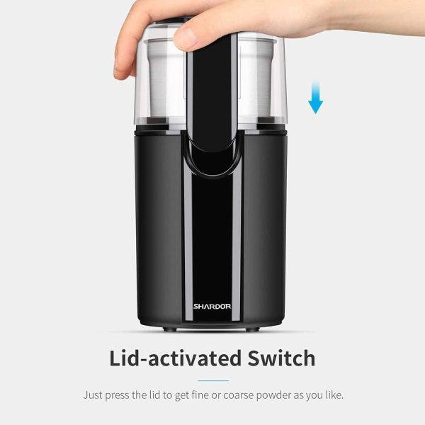 SHARDOR Coffee Grinder Electric, Spice Grinder Electric, Herb Grinder, Grinder for Coffee Bean Spices and Seeds with 2 Removable Stainless Steel Bowls, Black - Image 2