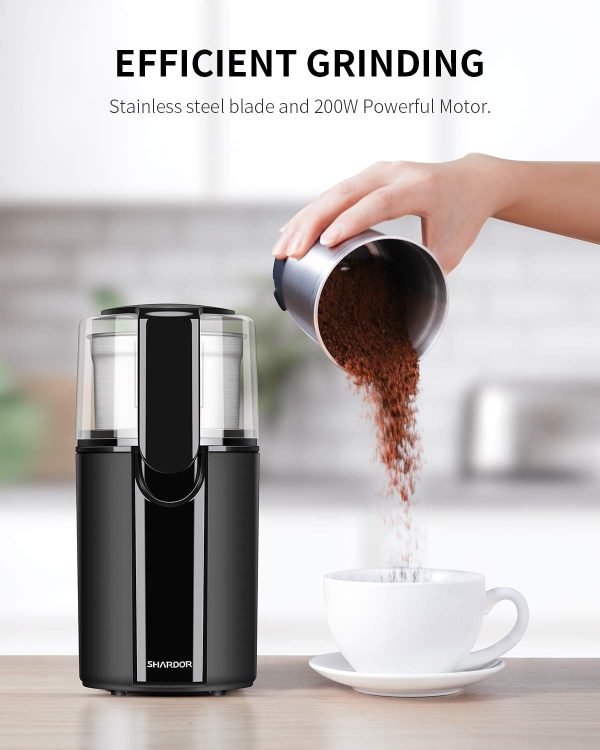 SHARDOR Coffee Grinder Electric, Spice Grinder Electric, Herb Grinder, Grinder for Coffee Bean Spices and Seeds with 2 Removable Stainless Steel Bowls, Black - Image 10